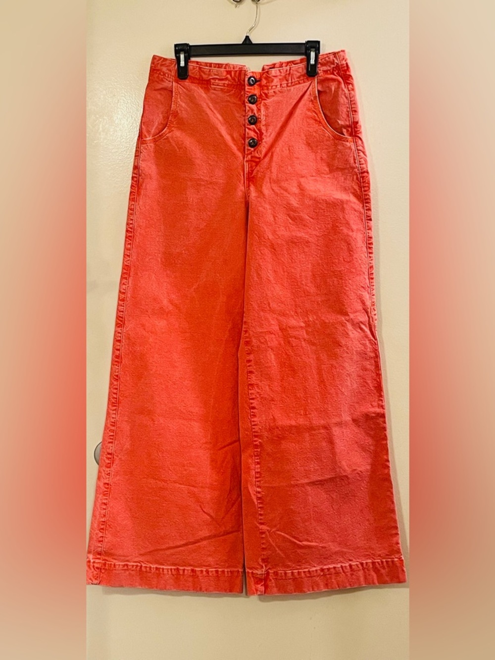 PILCRO by ANTHROPOLOGIE Sailor Wide Leg Pants in Coral - Picture 4 of 9